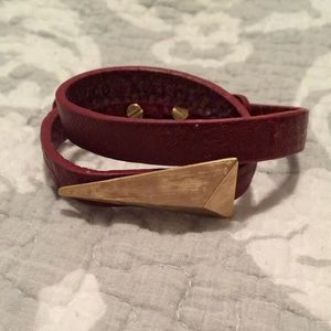 Maroon and gold wrap bracelet